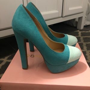 🆕 Diva pinup teal heels shoes size 6 🆕